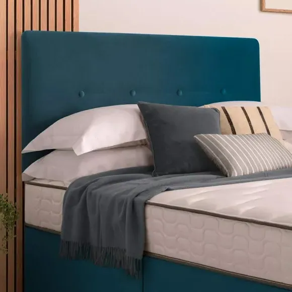 Divan Bed with Headboard & Mattress - Peacock, Velvet