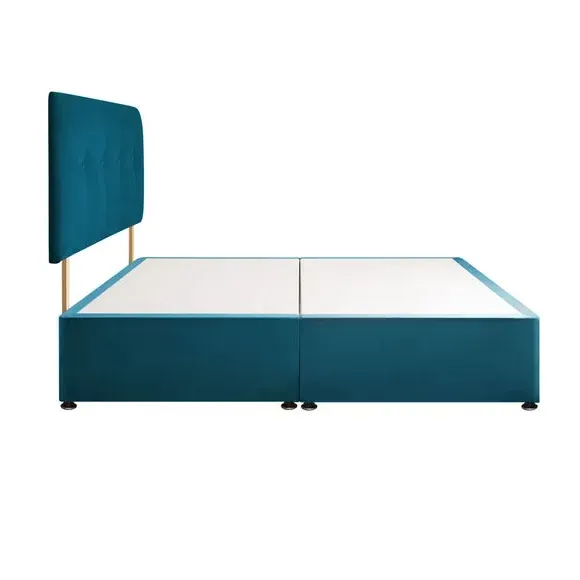 Divan Bed with Headboard & Mattress - Peacock, Velvet