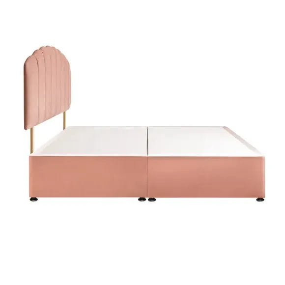 Divan Bed with Headboard & Mattress - Pink, Velvet