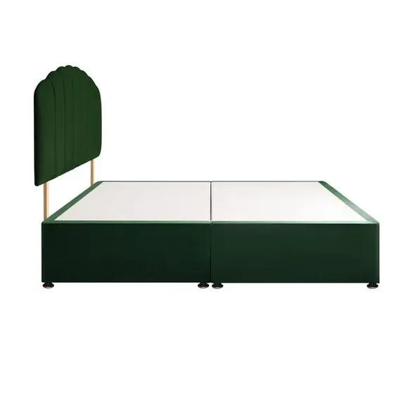 Divan Bed with Headboard & Mattress - Rainforest, Velvet