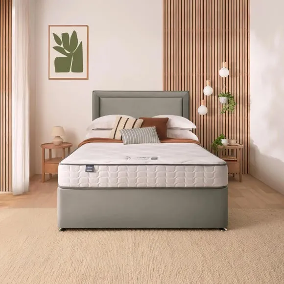 Divan Bed with Headboard & Mattress - Silver