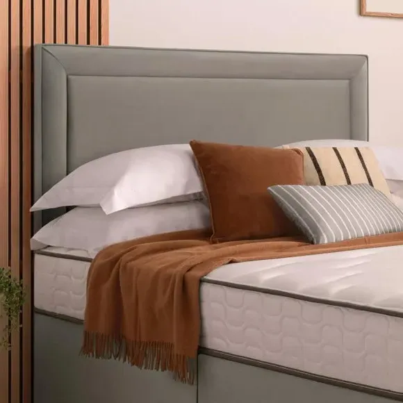 Divan Bed with Headboard & Mattress - Silver