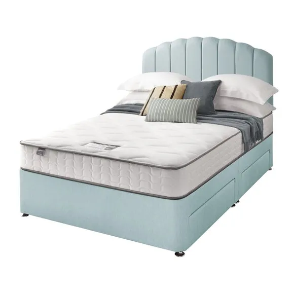 Divan Bed with Headboard & Mattress - Whisper, Fabric