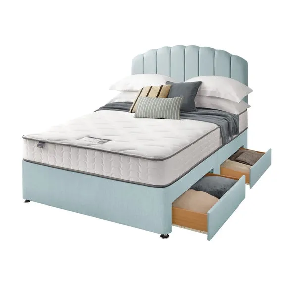 Divan Bed with Headboard & Mattress - Whisper, Fabric