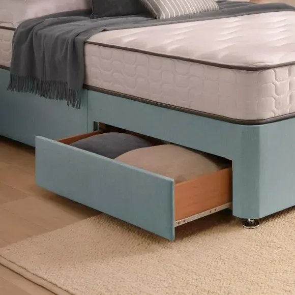 Divan Bed with Headboard & Mattress - Whisper, Fabric