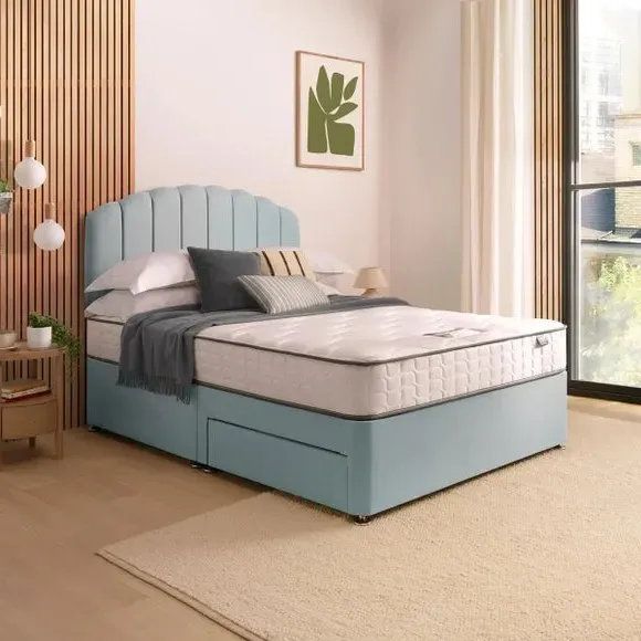 Divan Bed with Headboard & Mattress - Whisper, Fabric