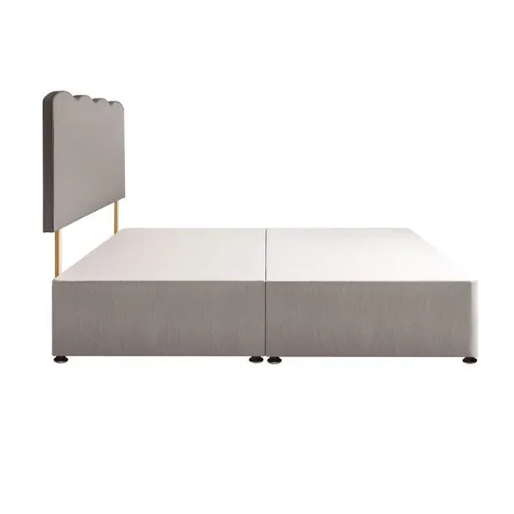 Divan Bed with Wave Headboard - Light Grey, Fabric