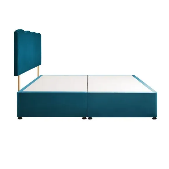 Divan Bed with Wave Headboard - Peacock, Velvet