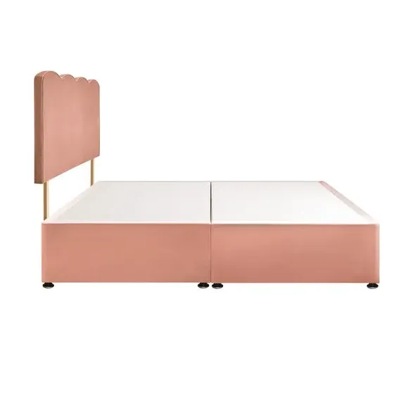 Divan Bed with Wave Headboard - Pink, Velvet