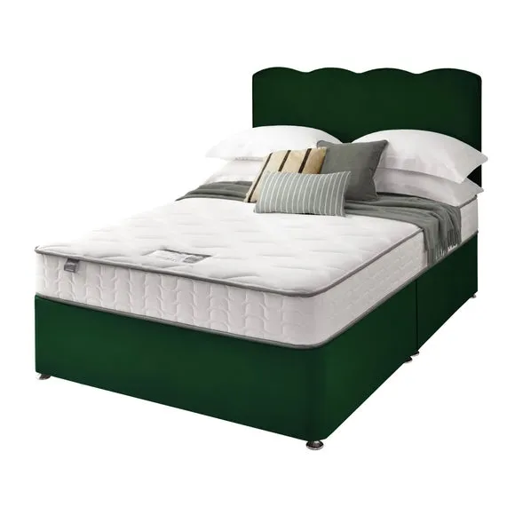 Divan Bed with Wave Headboard - Rainforest, Velvet