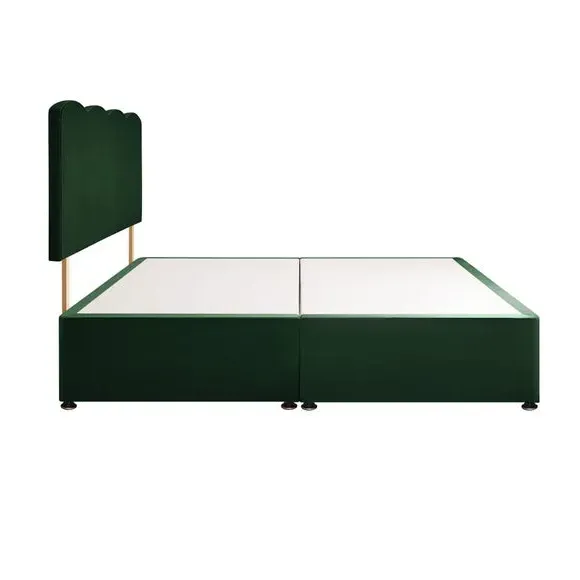 Divan Bed with Wave Headboard - Rainforest, Velvet