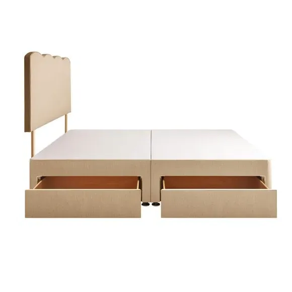 Divan Bed with Wave Headboard - Sandstone, Fabric
