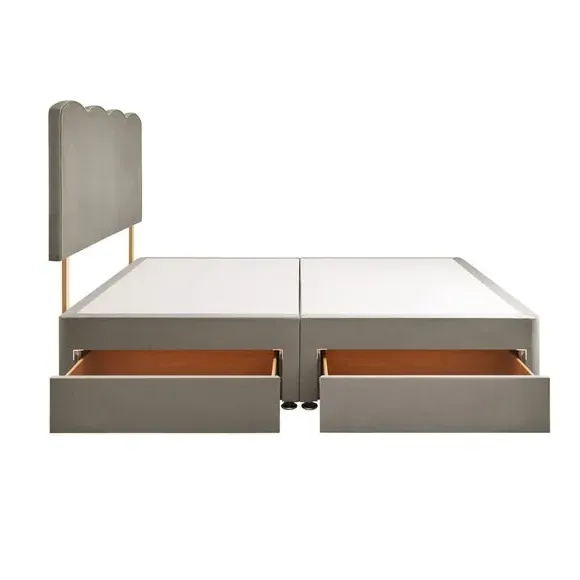 Divan Bed with Wave Headboard - Silver, Velvet