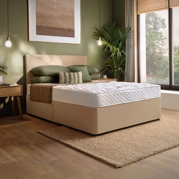 Mattress and Divan Set with Storage - Sandstone