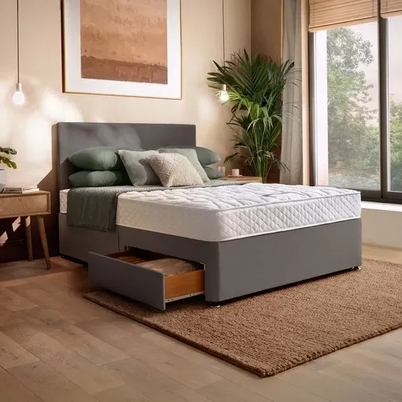 Mattress and Divan Set with Storage - Slate