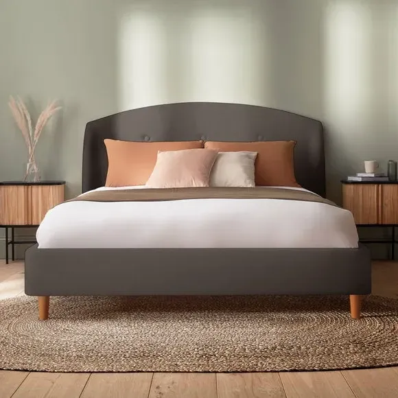 Upholstered Bed Frame - Charcoal, Velvet