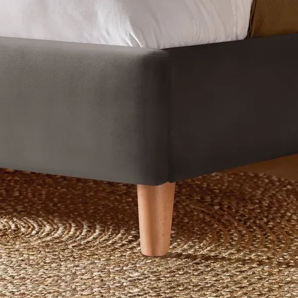 Upholstered Bed Frame - Charcoal, Velvet