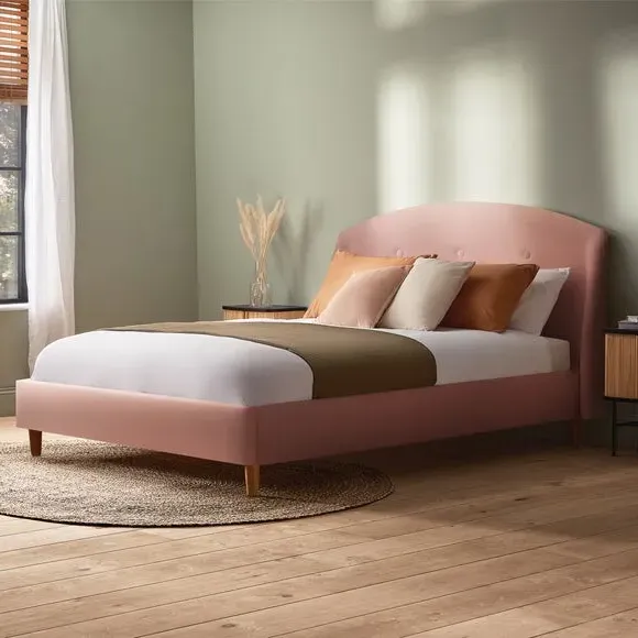 Upholstered Bed Frame - Dusky Pink, Velvet