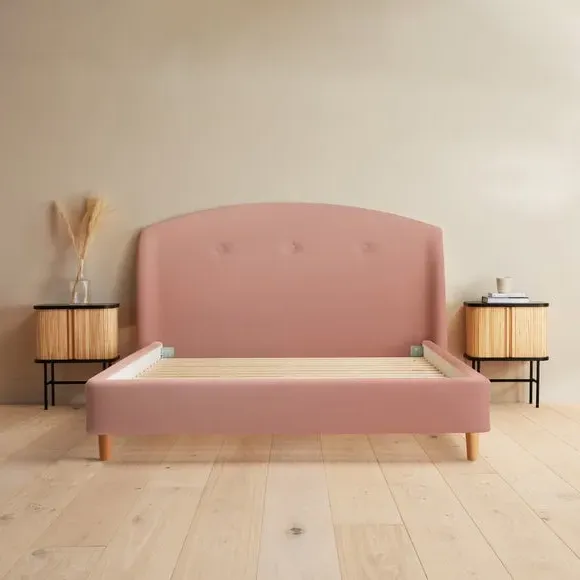 Upholstered Bed Frame - Dusky Pink, Velvet