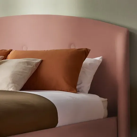Upholstered Bed Frame - Dusky Pink, Velvet