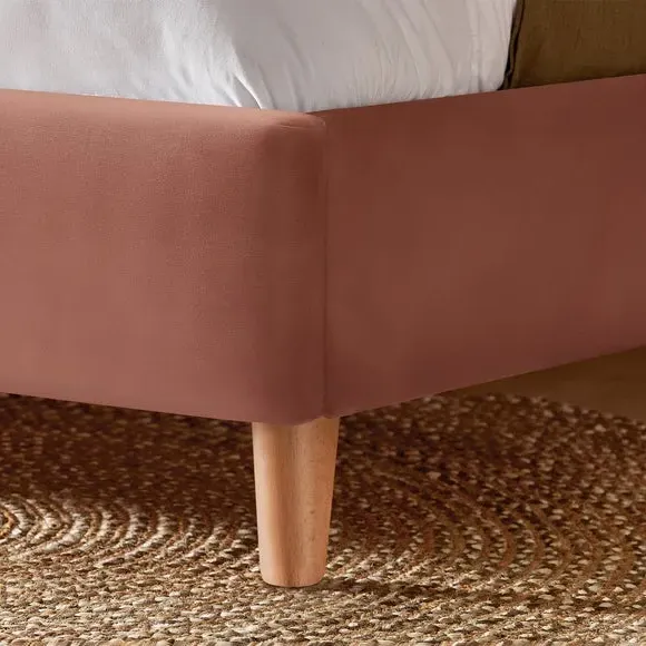 Upholstered Bed Frame - Dusky Pink, Velvet