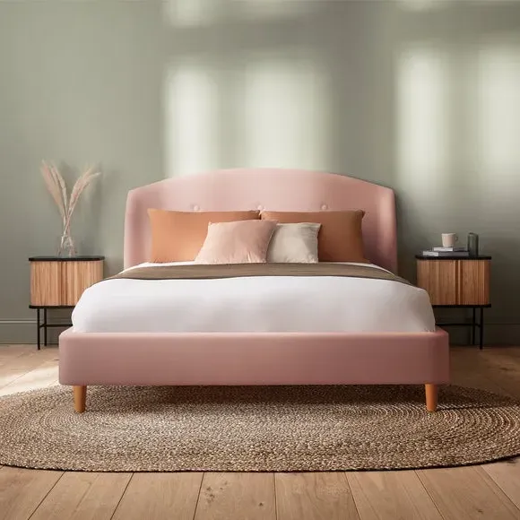 Upholstered Bed Frame - Dusky Pink, Velvet