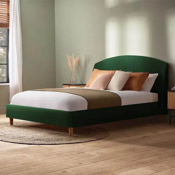 Upholstered Bed Frame - Rainforest, Velvet