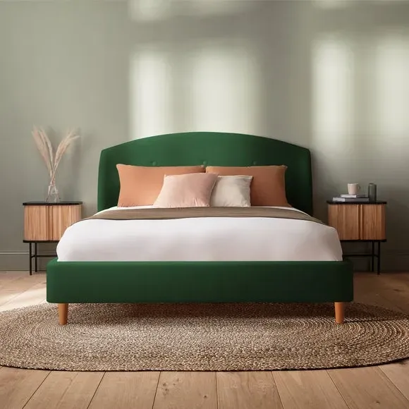Upholstered Bed Frame - Rainforest, Velvet