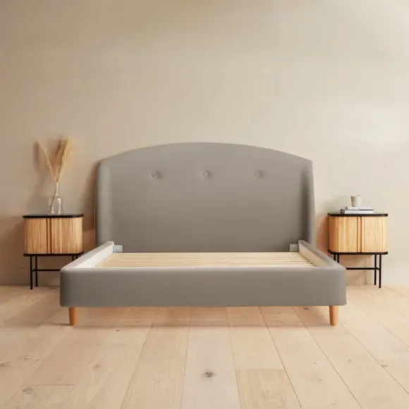 Upholstered Bed Frame - Silver, Velvet