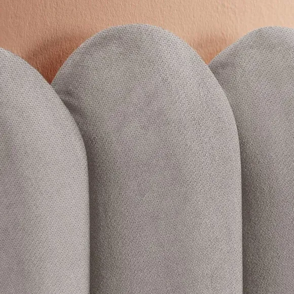 Upholstered Bed Frame with Fan Headboard - Grey