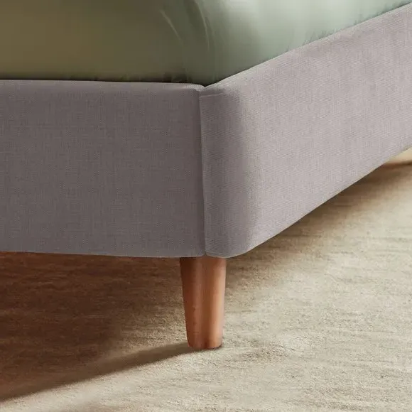 Upholstered Bed Frame with Fan Headboard - Grey