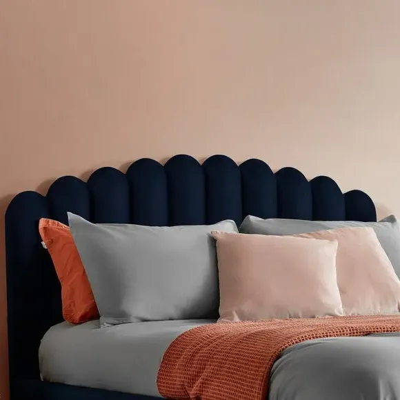 Upholstered Bed Frame with Fan Headboard - Maritime