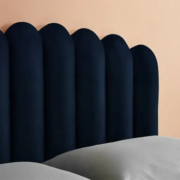 Upholstered Bed Frame with Fan Headboard - Maritime