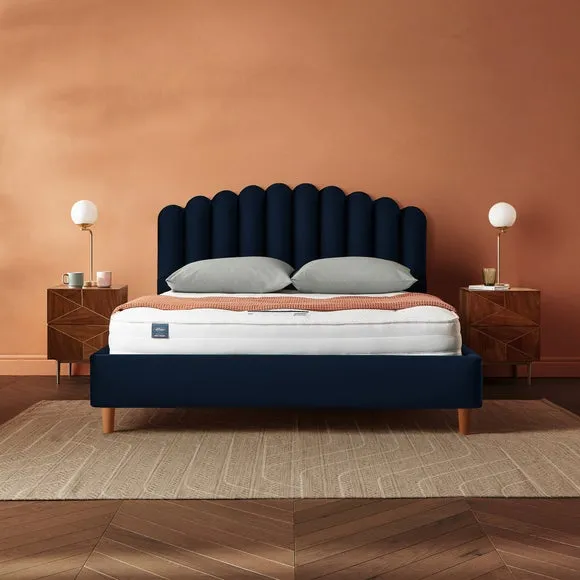 Upholstered Bed Frame with Fan Headboard - Maritime