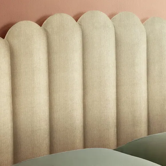 Upholstered Bed Frame with Fan Headboard - Moon