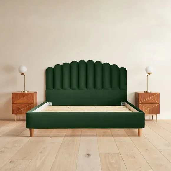 Upholstered Bed Frame with Fan Headboard - Rainforest