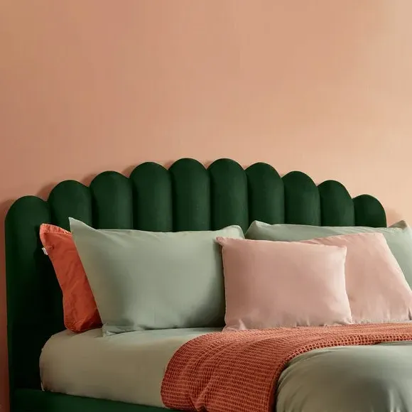 Upholstered Bed Frame with Fan Headboard - Rainforest