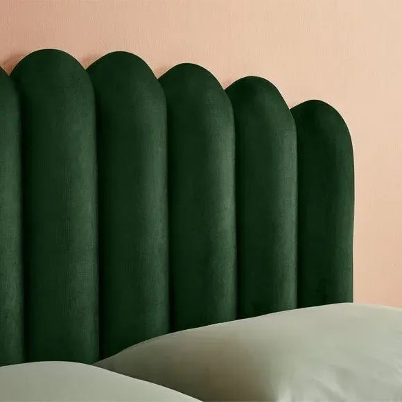 Upholstered Bed Frame with Fan Headboard - Rainforest