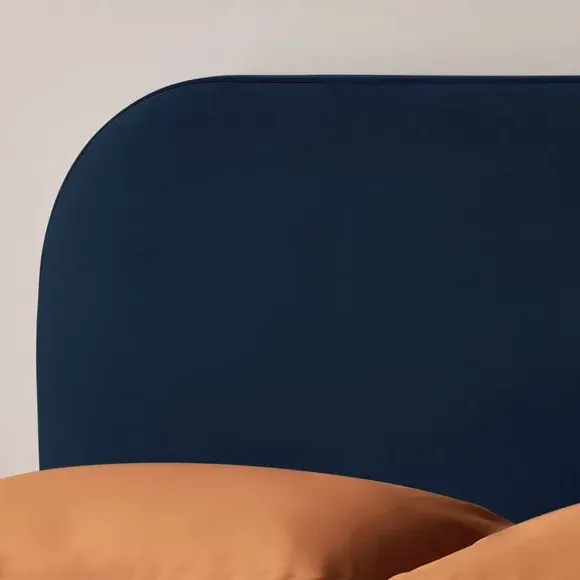 Upholstered Bed Frame with Headboard - Blue, Velvet
