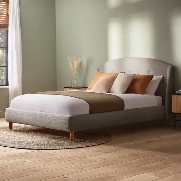 Upholstered Bed Frame with Headboard - Cloud, Boucle