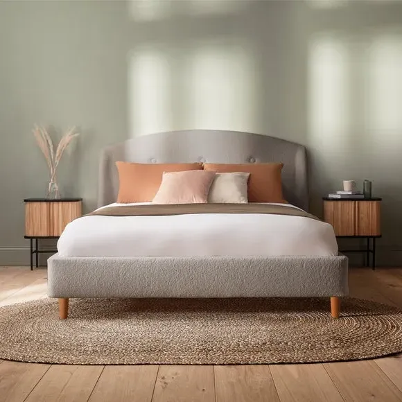 Upholstered Bed Frame with Headboard - Cloud, Boucle image