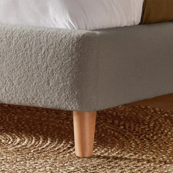 Upholstered Bed Frame with Headboard - Cloud, Boucle