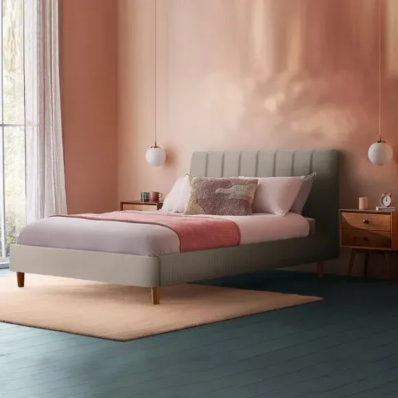 Upholstered Bed Frame with Headboard - Dove
