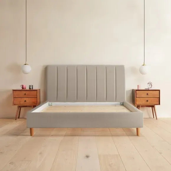 Upholstered Bed Frame with Headboard - Dove