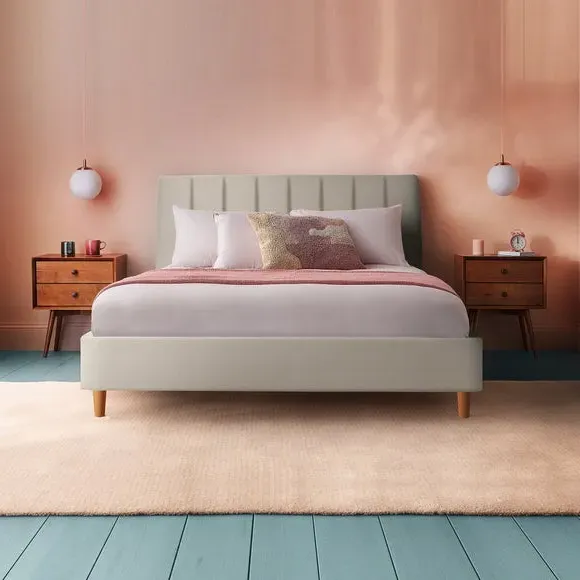 Upholstered Bed Frame with Headboard - Dove image