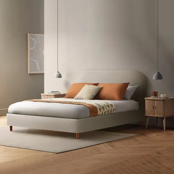 Upholstered Bed Frame with Headboard - Dove