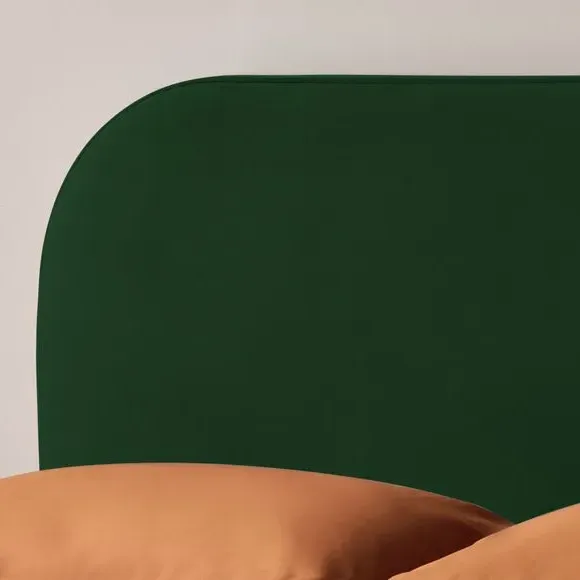 Upholstered Bed Frame with Headboard - Green, Velvet