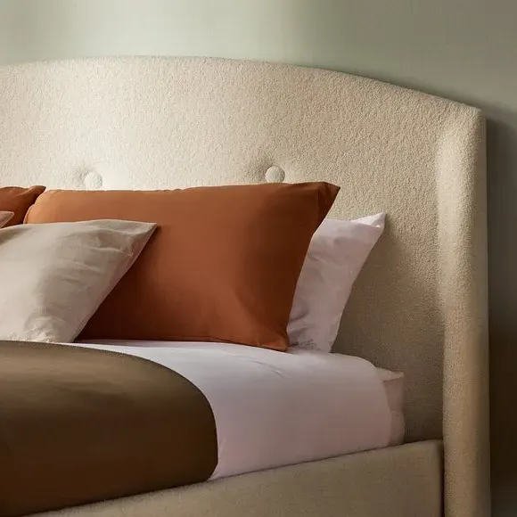 Upholstered Bed Frame with Headboard - Ivory, Boucle