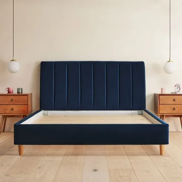 Upholstered Bed Frame with Headboard - Maritime, Velvet