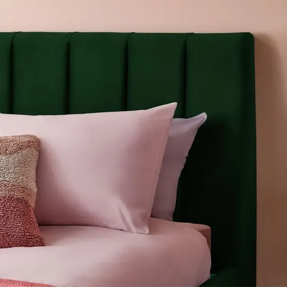 Upholstered Bed Frame with Headboard - Rainforest, Velvet